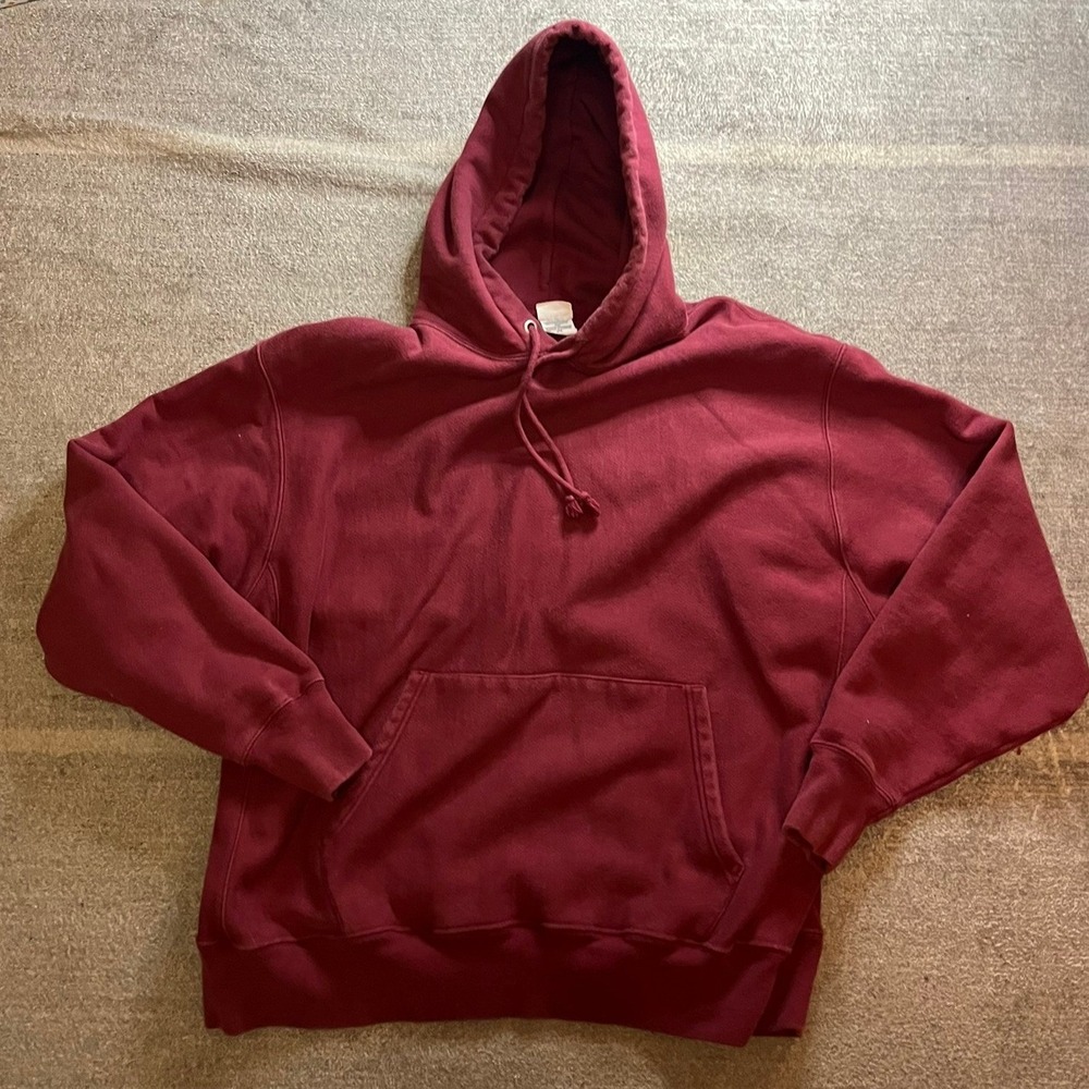 Champion Reverse Weave Hoodie Maroon Burgundy Heavyweight Sweatshirt 2XL